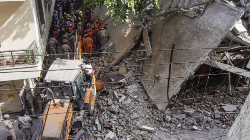 Under-construction building collapse in Delhi