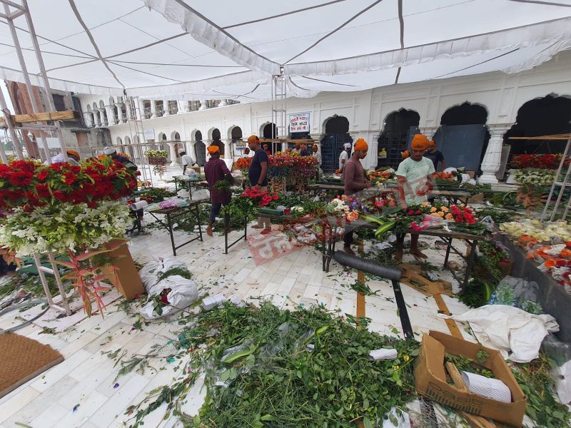 Floral decoration begins at Sachkhand Sri Harmandir Sahib  ahead of the first Parkash Purb 