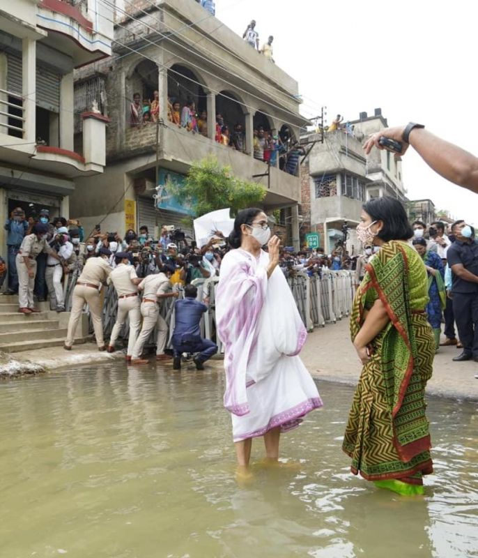 Mamata Banerjee visits flood-affected areas