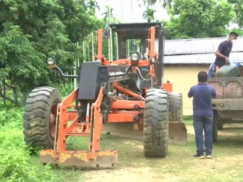 Construction work underway on the road