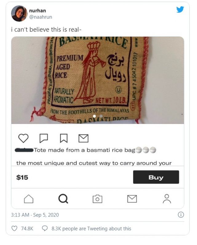  Indian basmati rice sacks are being offered in America