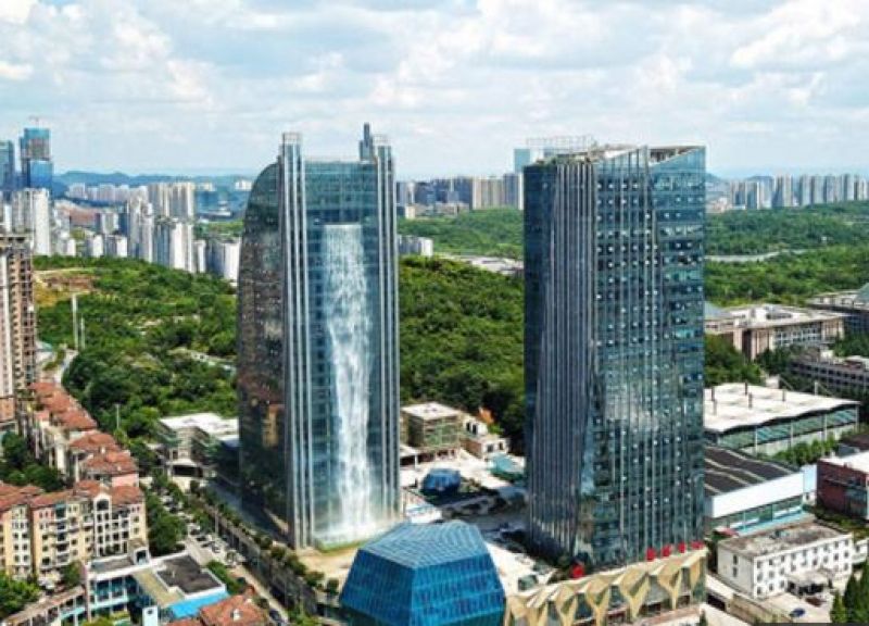 Waterfall tower building