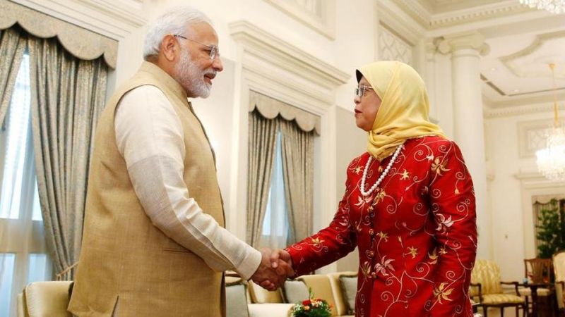 pm modi and Singapore President haleema yaqoob