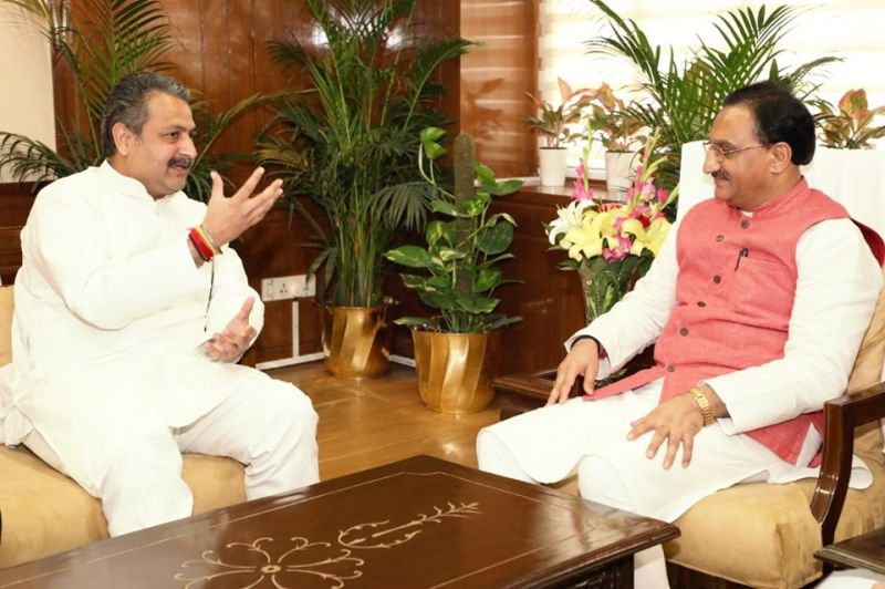 Vijay Inder Singla meet Union Human Resource Minister Dr. Ramesh Pokhriyal