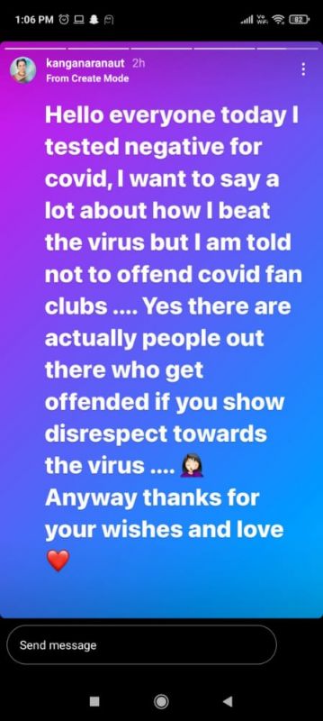 Kangana Ranaut 's  post