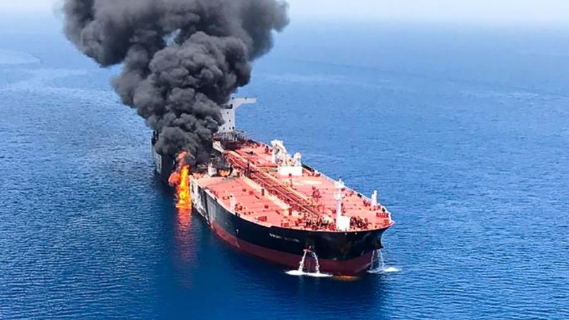 Burning tanker