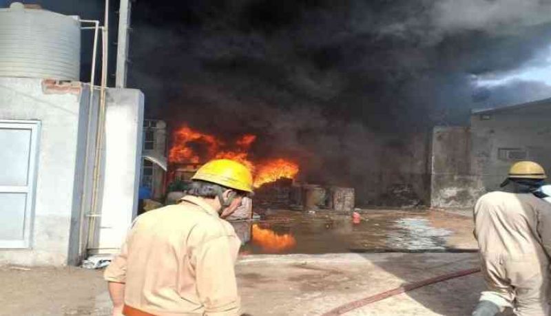 Fire in rubber factory