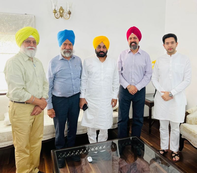 MP Tanmanjeet Singh Dhesi with CM Maan and others