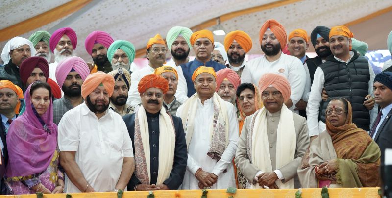   President Ram Nath Kovind, Punjab Governor VP Singh Badnore and Punjab Chief Minister Captain Amarinder Singh at Main Pandal