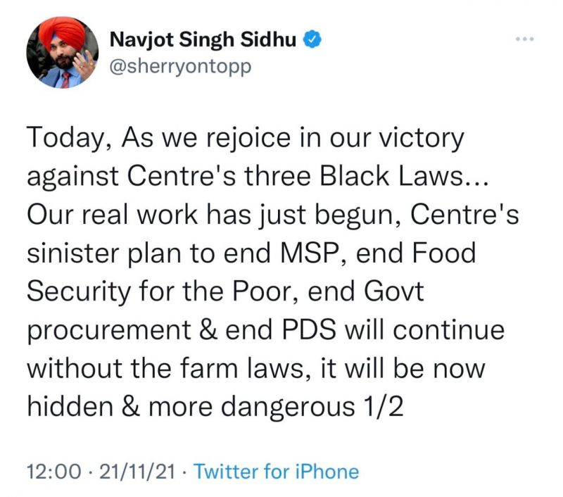Navjot Sidhu tweet 