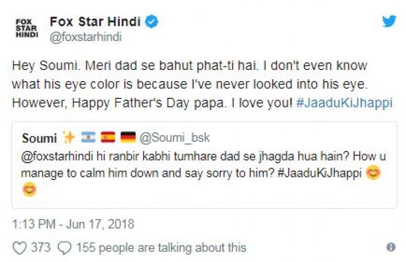 ranbir tweets on father's day