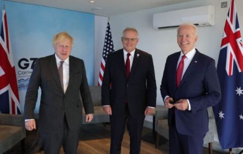 PM Unites Kingdom Boris Johnson, PM Australia Scott Morrison and US President Joe Biden