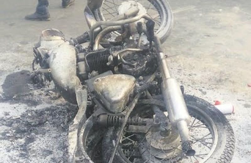 Burnt Bike in Fight 