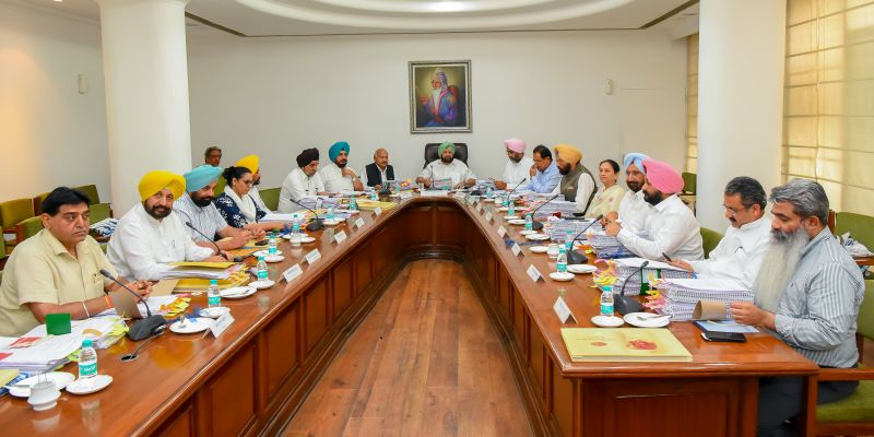  Punjab Chief Minister Captain Amarinder Singh presiding over a Cabinet meeting at CMO
