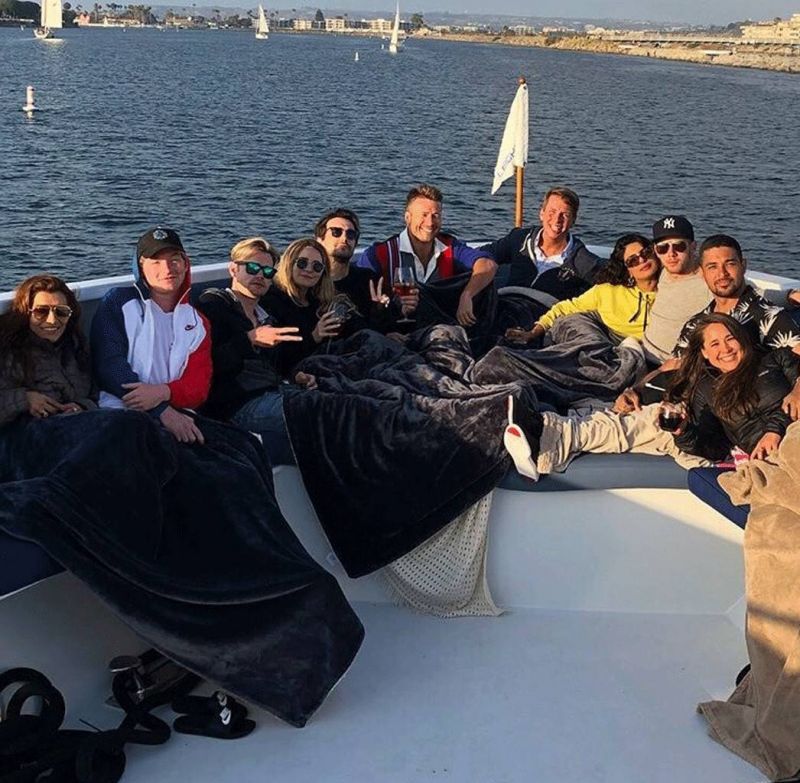 Priyanka Chopra and Nick Jonas with friends