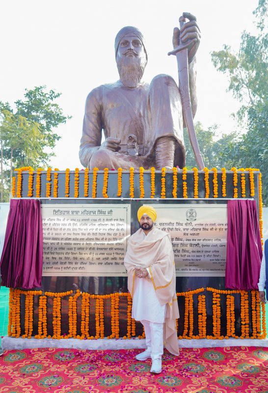  CM Channi inaugurates statue of Baba Maharaj Singh Ji at village Rabbon Uchi