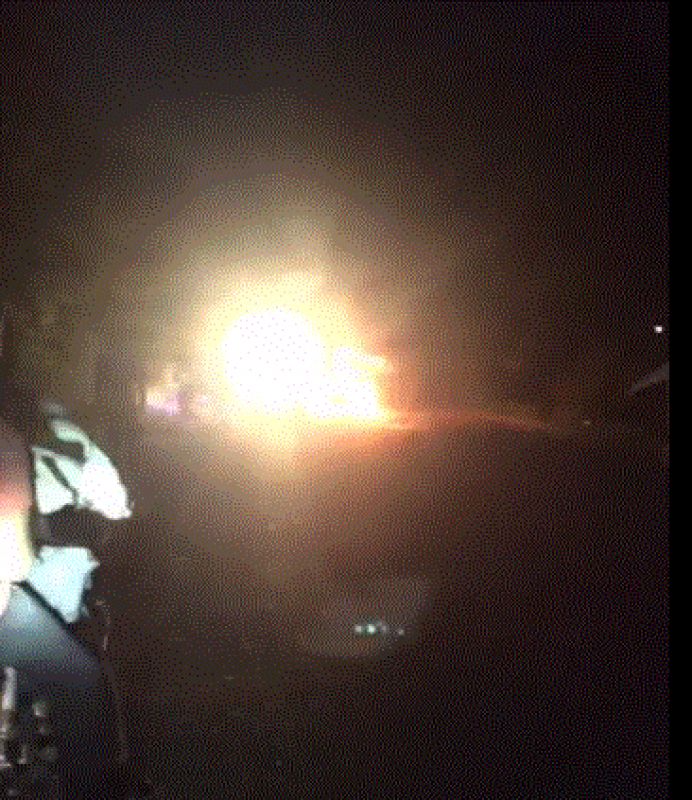 Lightning strikes motorcyclists on the road