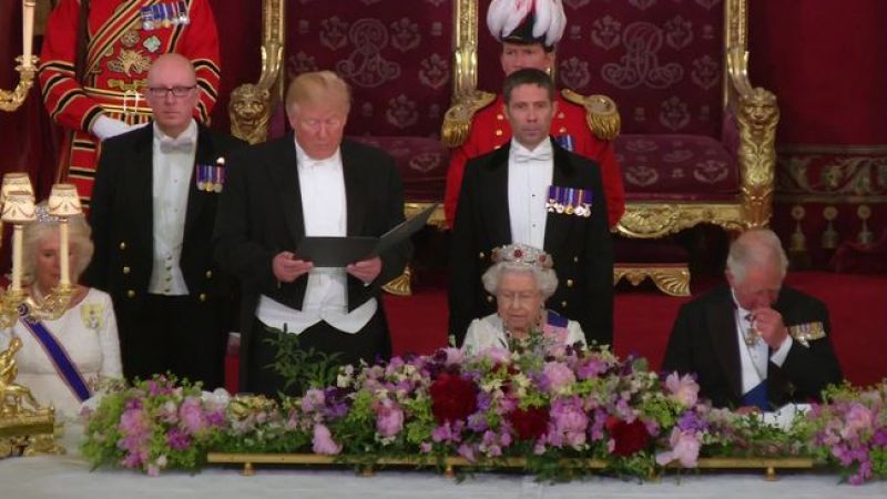 donald trump touches queen elizabeth britain