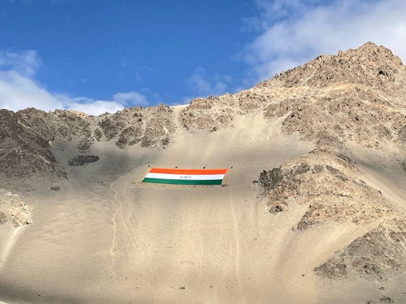 The world's largest khadi flag hoisted on Leh hill