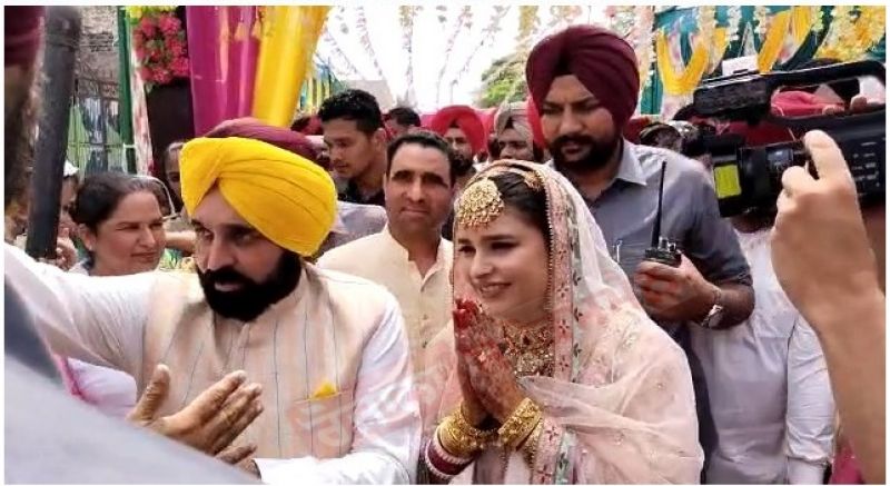 CM Mann and Dr Gurpreet Kaur at Village Satoj