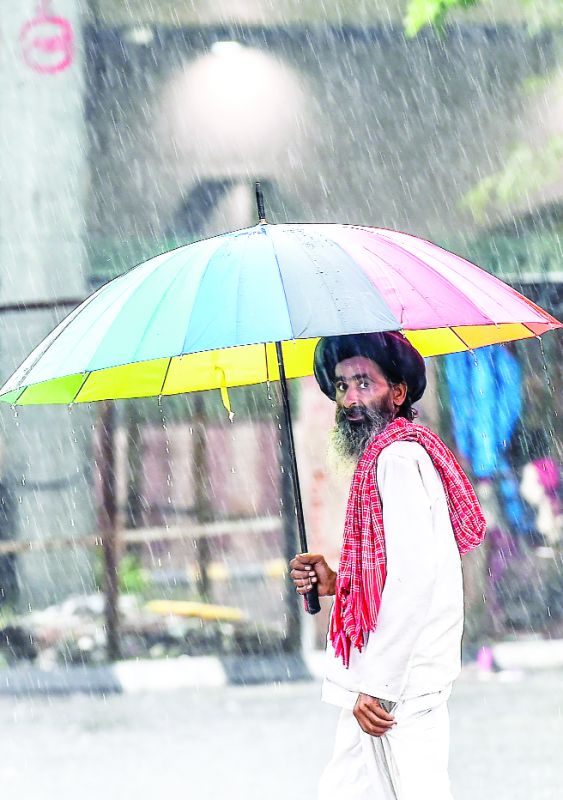 People Passing through standing Water