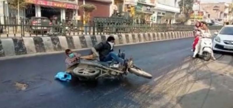  Diesel spilled on Bathinda road, several vehicles involved in the accident