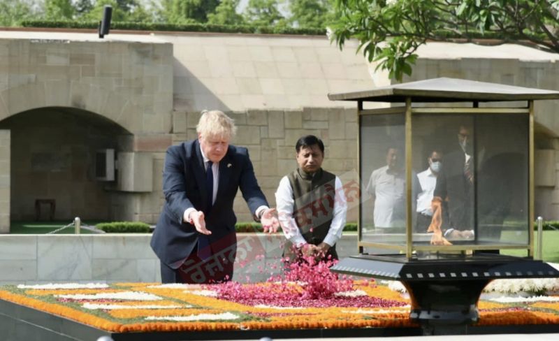 Uk Pm Boris Johnson at Rajghat