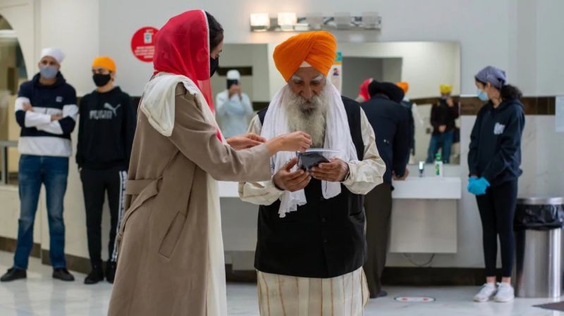 People At Guru Nanak Sikh Gurdwara in Surrey