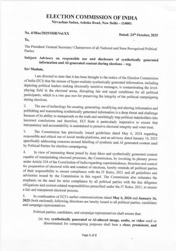 Election Commission issues new guidelines