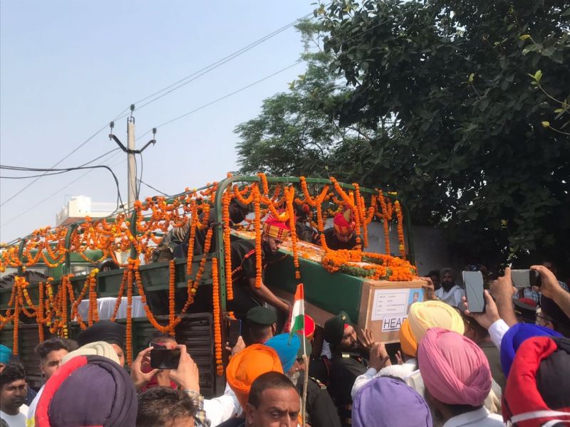 Naib Subedar Jaswinder Singh brought to his residence 