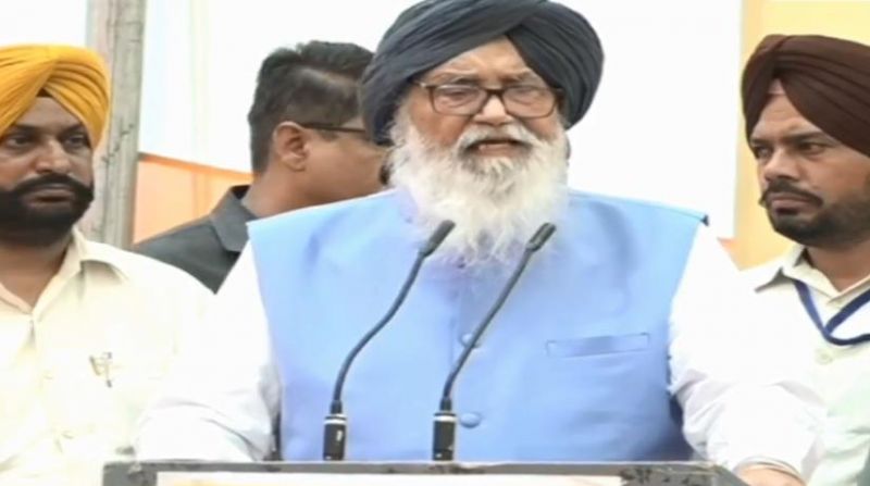 Prakash Singh Badal addressing rally at Jalandhar