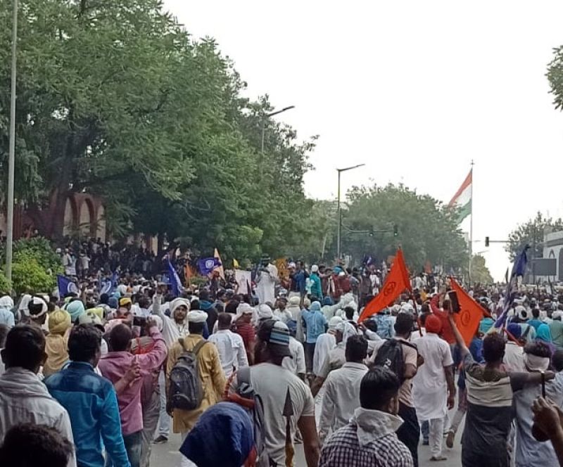 AAP leadership holds ‘dharna’ in Delhi