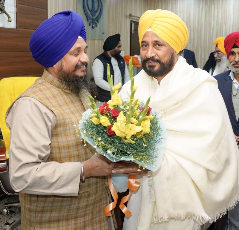 CM CHANNI CALLS ON JATHEDAR SRI AKAL TAKHT SAHIB GIANI HARPREET SINGH