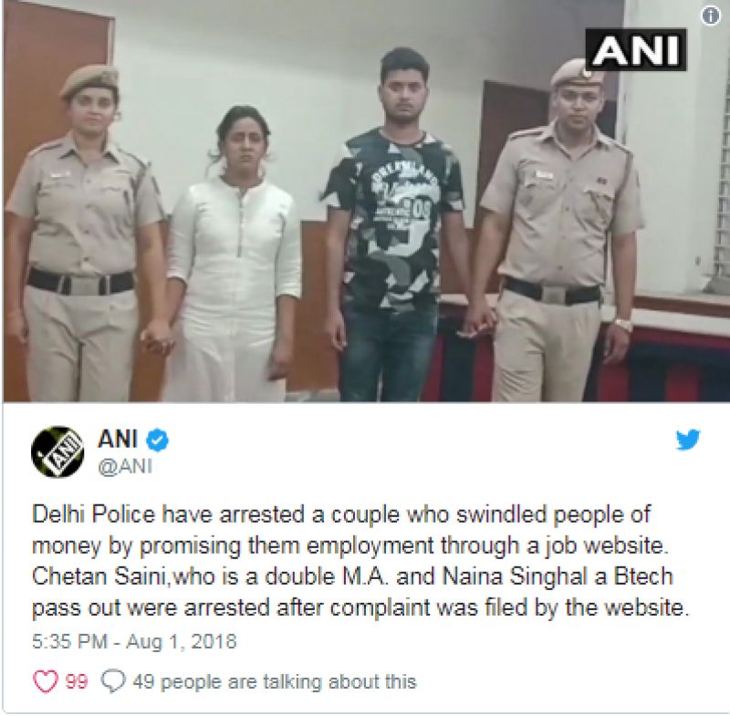 Two held duping over 100 people in Delhi