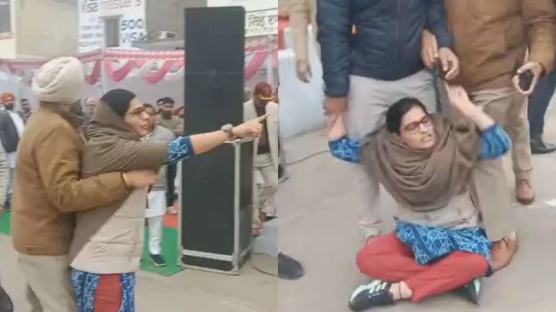 The protest of minister Sandeep Singh who came to hoist the flag, the woman created a ruckus