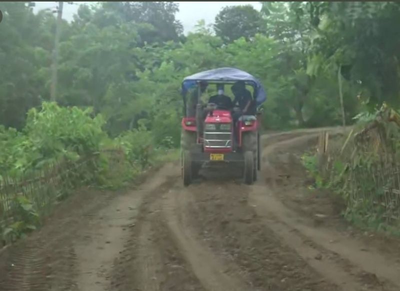 Construction work underway on the road