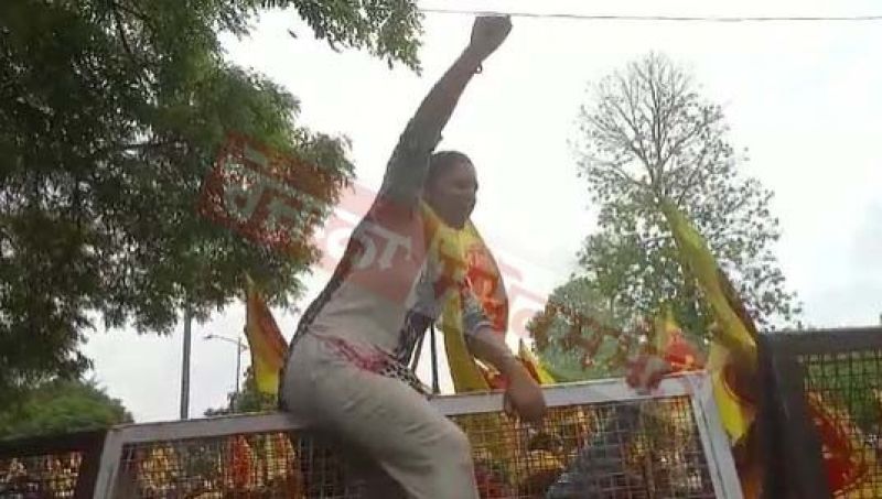 Demonstration of Kirti Kisan Union regarding demands regarding deepening water crisis in Punjab