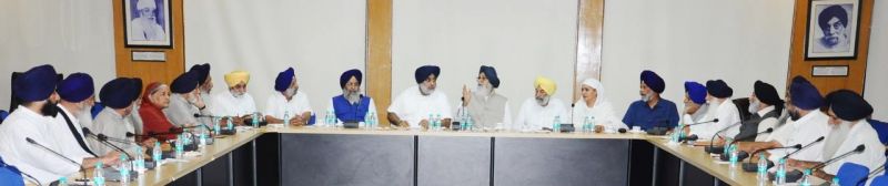Akali leaders During the core committee meeting of Shiromani Akali Dal