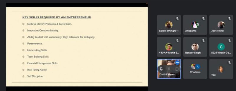 Report on Online Motivation Session by Successful Entrepreneur Col S S Khera