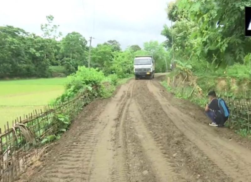 Construction work underway on the road
