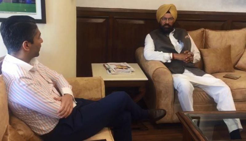 Olympic Champion Shooter Abhinav Bindra Calls on Sports Minister Rana Sodhi