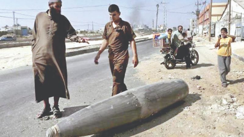 unexploded mortar shell