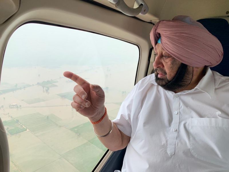 CM Captain Amrinder Singh seen flood affected areas of Bathinda