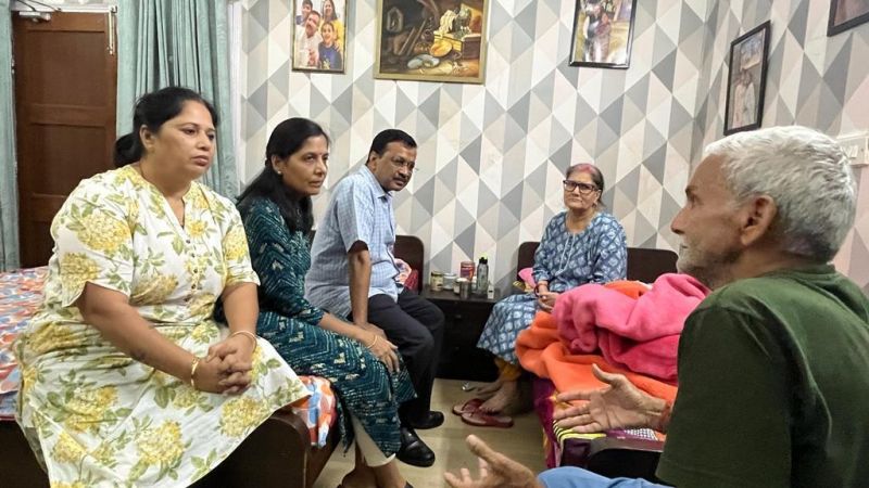 Delhi CM Arvind Kejriwal At Sanjay Singh's House