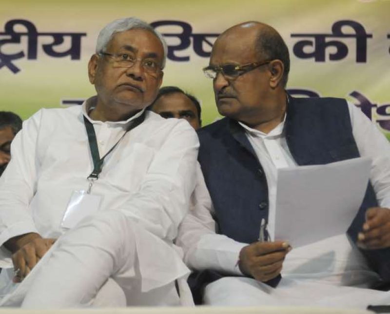 Nitish Kumar with JDU leader KC Tyagi 