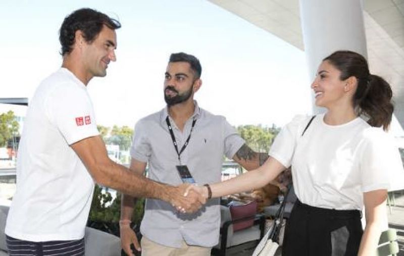 Virat and Anushka with Federer