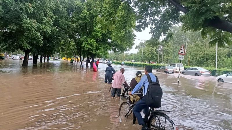 Roads in Chandigarh submerged during heavy rains