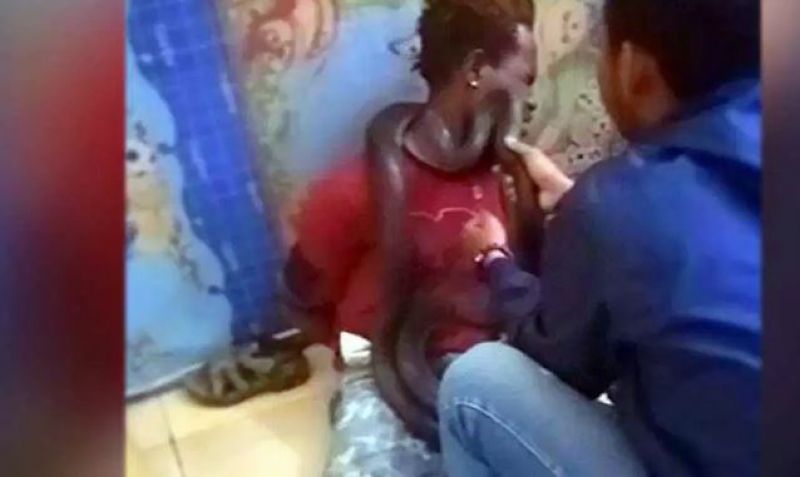 Police use snake to scare man