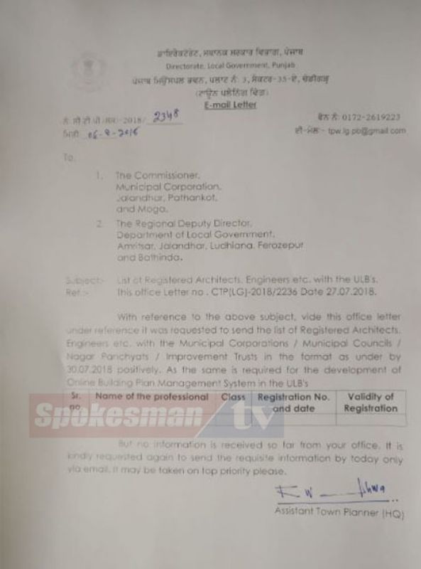 Navjot Singh Sidhu's Dept. Letter in English 