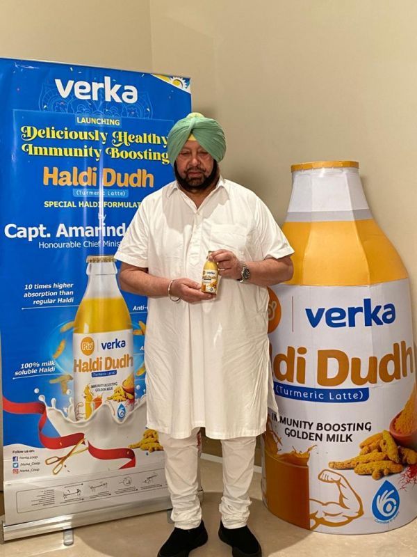 Captain launches Verka turmeric milk prepared by Milkfed to boost immunity due to covid